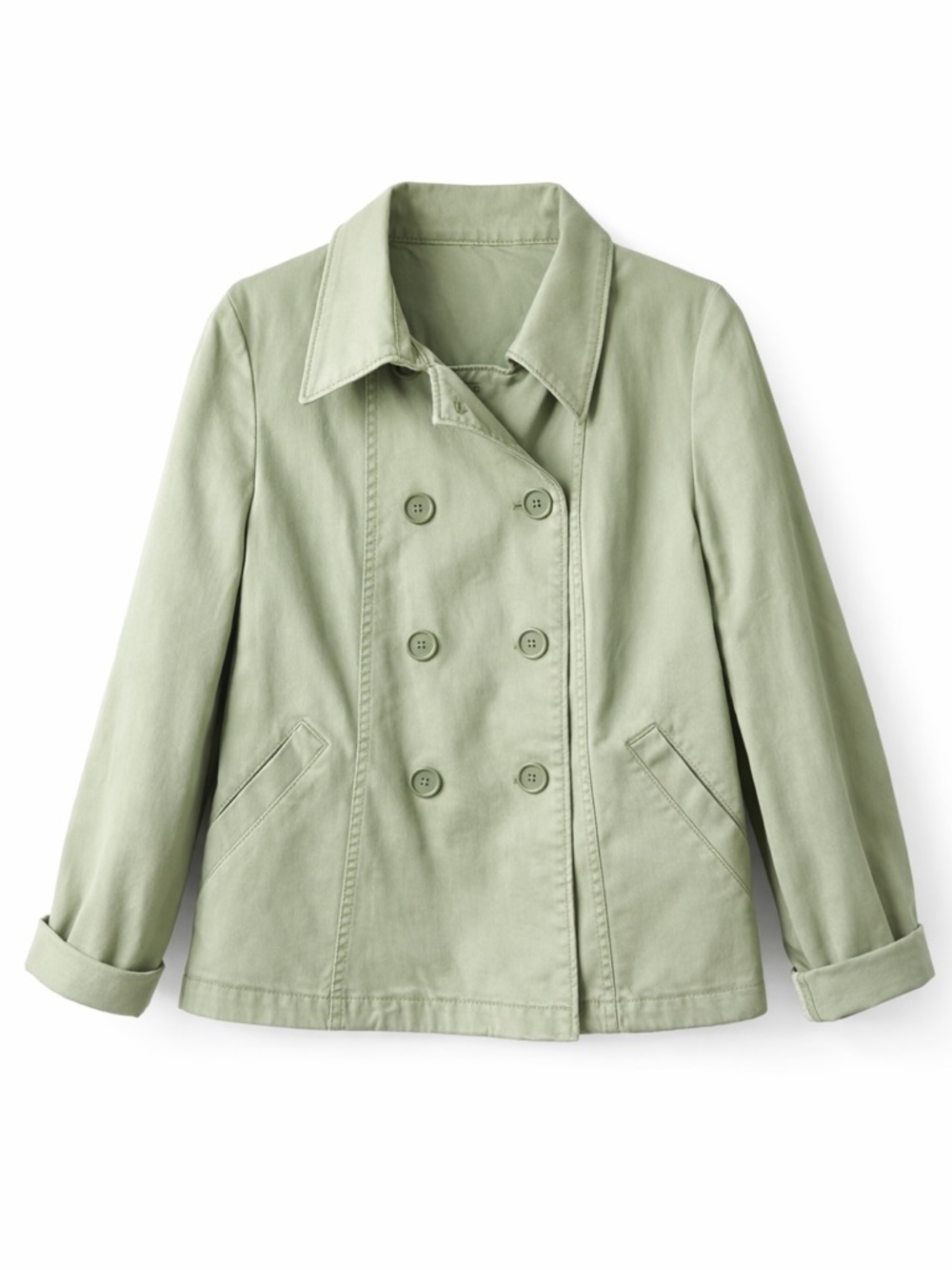 GAP women Double-Breasted Light Sage Pea Coat‎